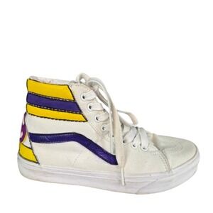 Vans Sk8-Hi LSU Tigers Custom Hand Painted High Top Sneakers White Purple 7.5